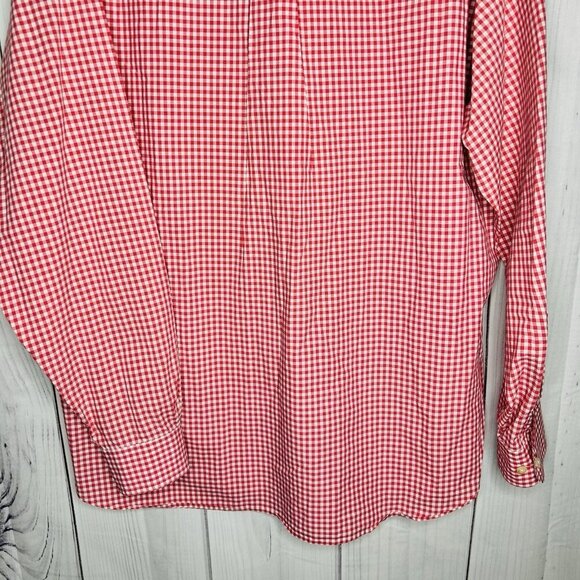 Brooks Brothers Button Down Shirt Mens Sz L Red White Gingham Check Regular Fit - Picture 7 of 7
